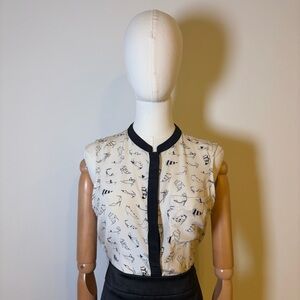 J.Crew 100% Silk Sleeveless Shoe Print Blouse - Size 6